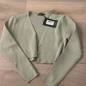 prettyLittleThing sage green button up cardigan